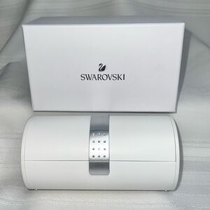 Swarovski Watch Holder Case White Leather Swarovski Crystals IOB‎